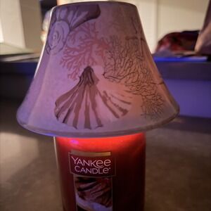 Yankee Candle Large Jar Topper/ Ceramic Shade Sea Shells Coral Ocean Sea Themed